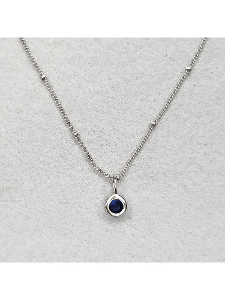 Stia Sterling Silver Birthstone Necklace Blue Cz September Dainty 15-17